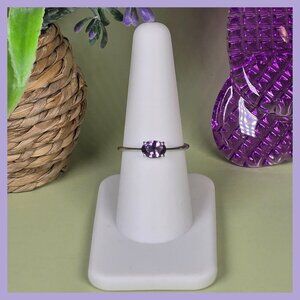 Oval Simulated Alexandrite Sterling Silver Solitaire Ring Size 8, Adjustable (NW